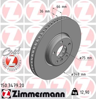 Přední brzdový kotouč pravý 348mm Bmw 34116785670